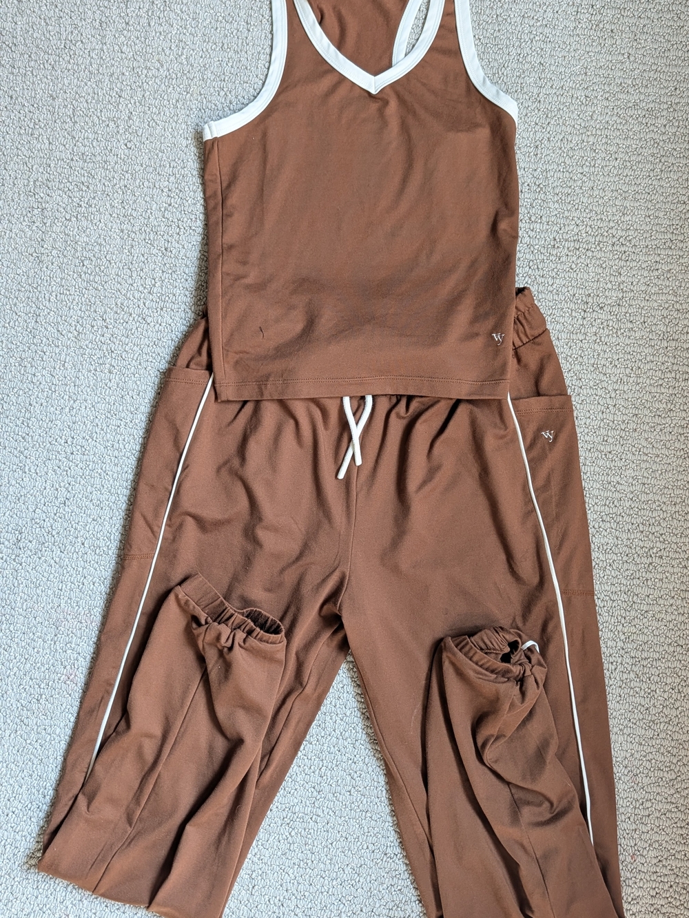 Vitality Brown Motive Set: Joggers, Shorts, Racer Tank